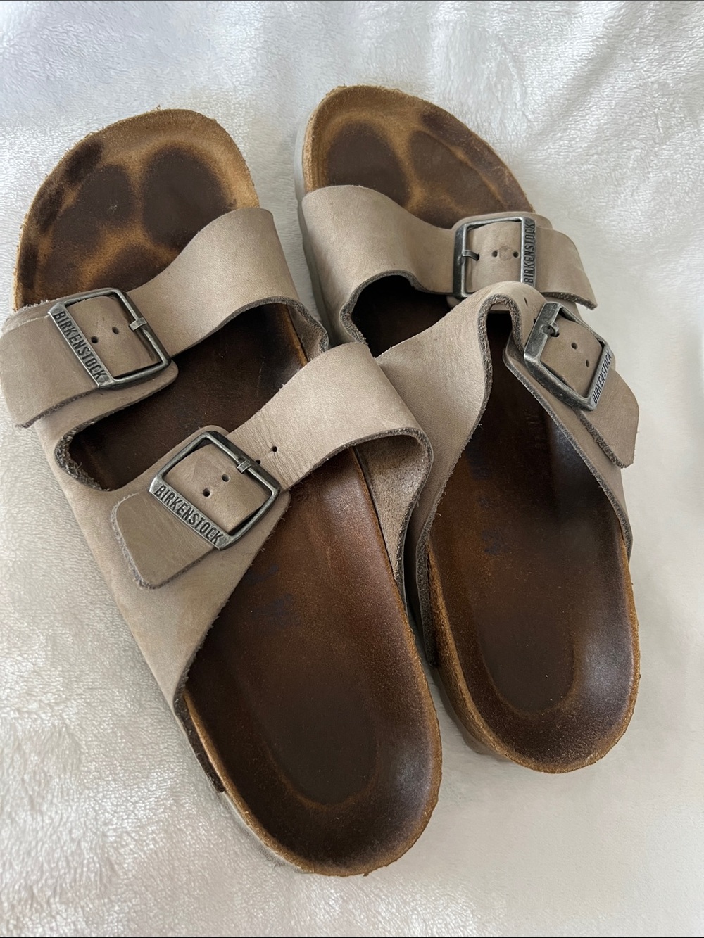 Birkenstock Arizona Beige Suede Double-Strap Sandals